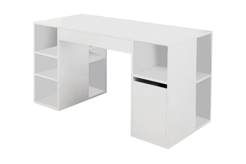 Diamonas Skrivebord 145 cm med Opbevaring Hylder + Skuffer - Hvid - Møbler - Borde - Kontorbord - Skrivebord