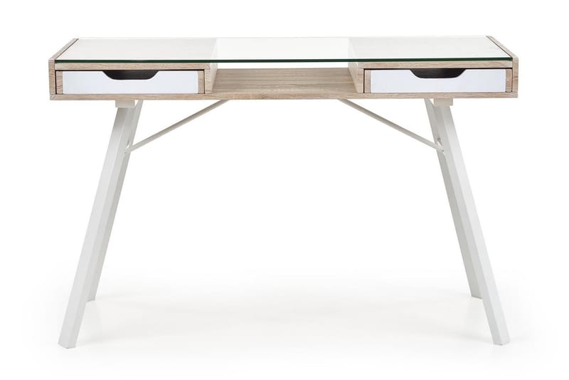 Dougal Skrivebord 120 cm med Opbevaring 2 Skuffer - Egefarvet/Hvid - Møbler - Borde - Kontorbord - Skrivebord