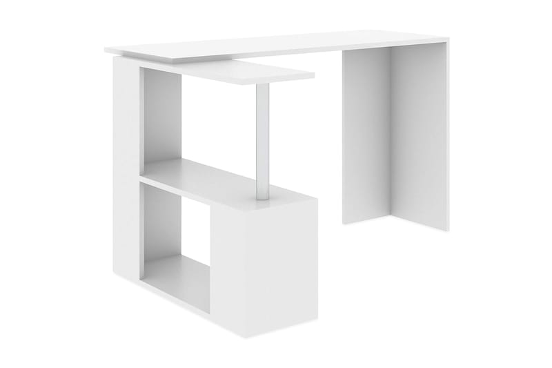 Elegancia Skrivebord 130 cm med Opbevaring Hylder L-form - Hvid - Møbler - Borde - Kontorbord - Skrivebord