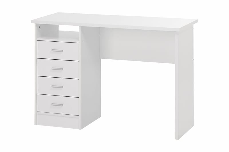 Function Skrivebord 110 cm med Opbevaring Skuffer + Hylde - Hvid - Møbler - Borde - Kontorbord - Skrivebord