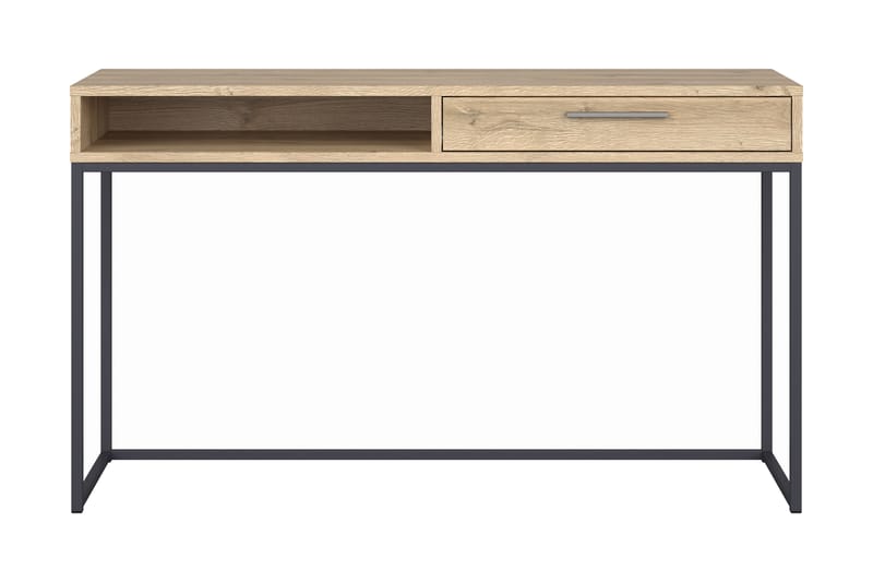 Gamla Skrivebord 131 cm med Opbevaring Skuffe + Hylde - Egefarvet/Grafit - Møbler - Borde - Kontorbord - Skrivebord