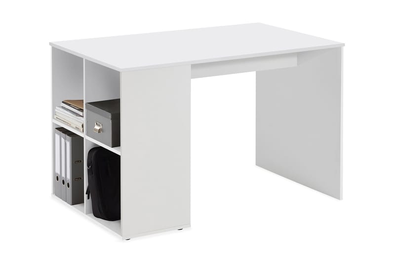Gent Skrivebord 117 cm med Opbevaring Hylder - Hvid - Møbler - Borde - Kontorbord - Skrivebord