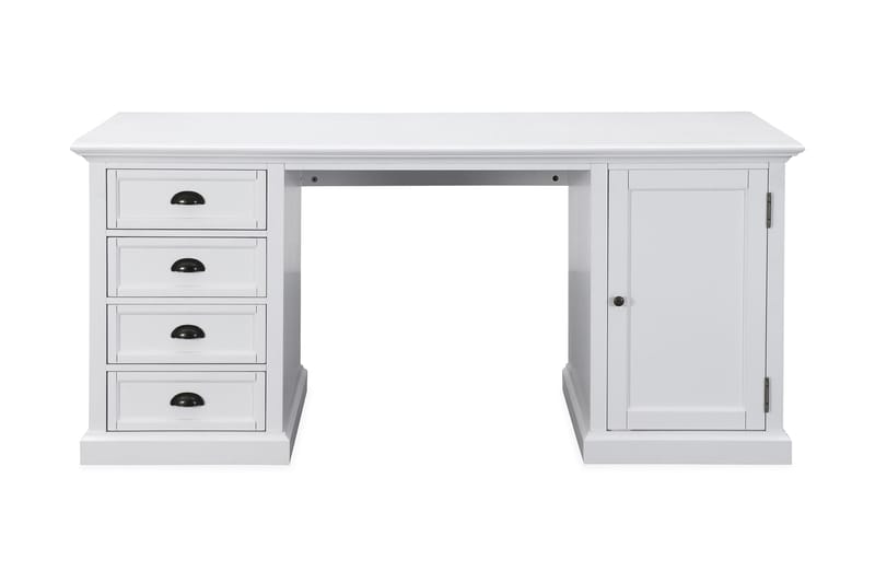 Hampton Skrivebord 170 cm med Opbevaring 4 Skuffer + Skab - Hvid Mahogni - Møbler - Borde - Spisebordssæt