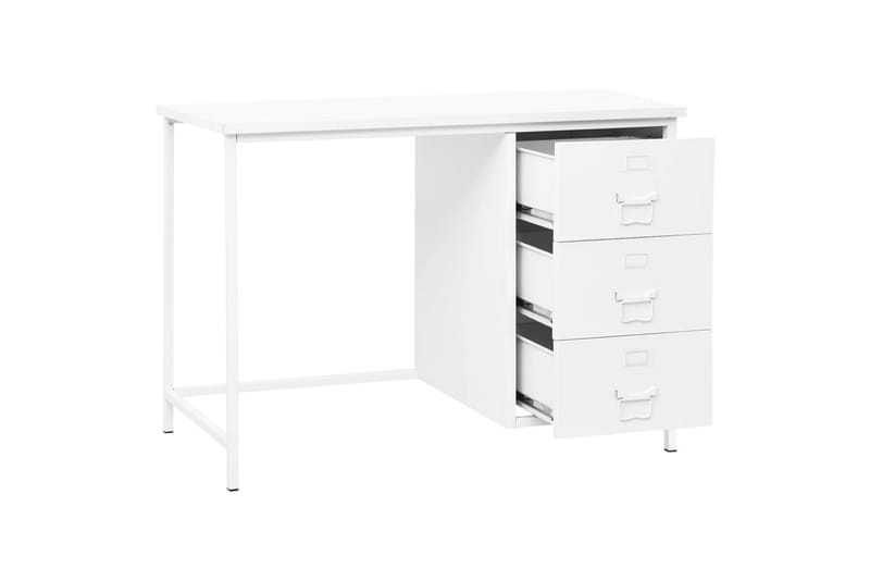 industrielt skrivebord med skuffer stål hvid Hvid | Trademax.dk