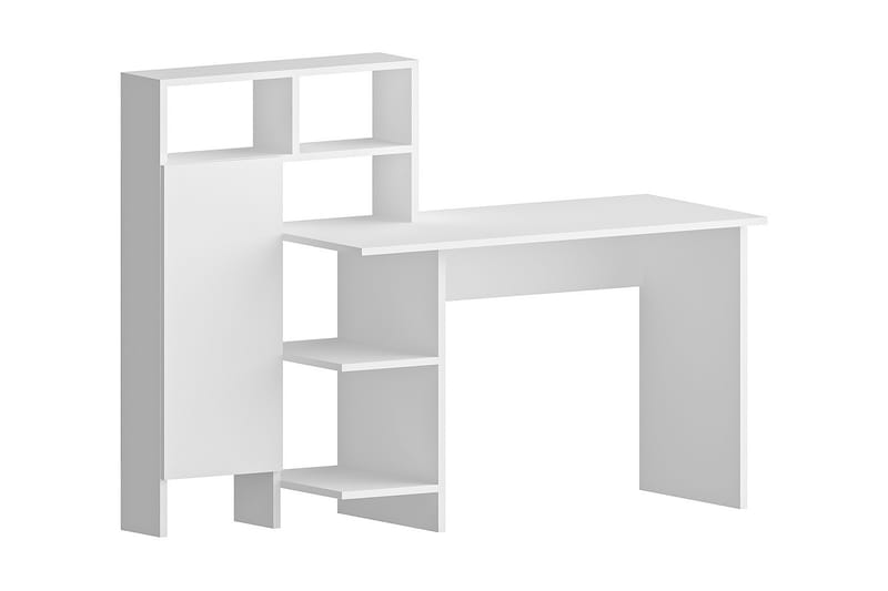 Irbene Skrivebord 135 cm med Opbevaringshylder + Skab - Hvid - Møbler - Borde - Kontorbord - Skrivebord