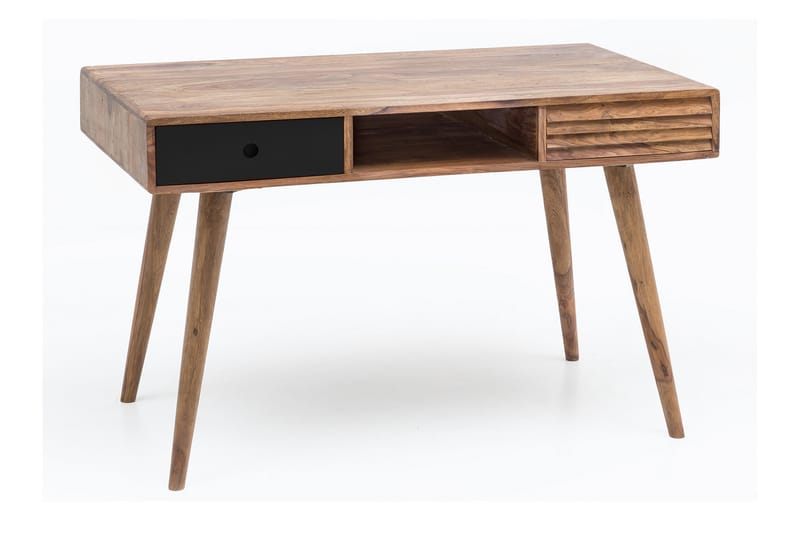 Iviana Skrivebord 117 cm med Opbevaring 2 Skuffer+Hylde - Massivt Træ/Sort - Møbler - Borde - Kontorbord - Skrivebord