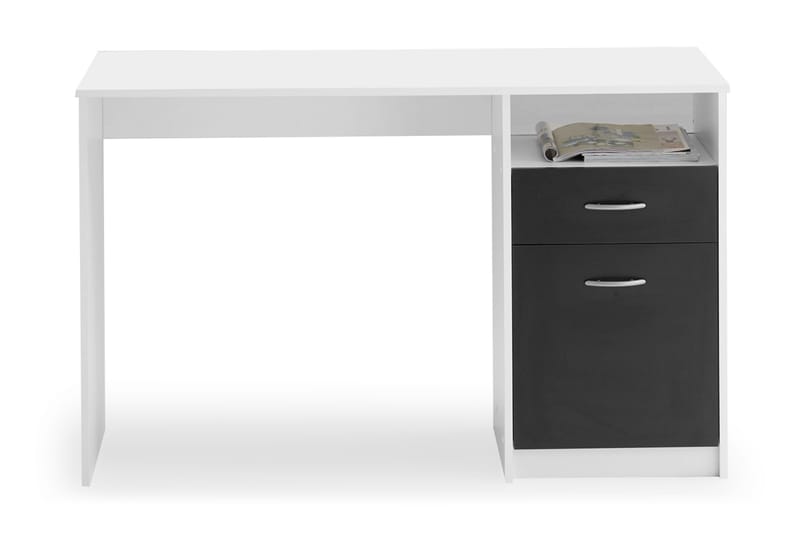 Jackson Skrivebord 123 cm med Opbevaring Hylde + Skuffe + Sk - Hvid/Sort - Møbler - Borde - Kontorbord - Skrivebord