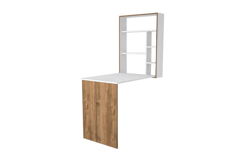 Magicbox Skrivebord 77 cm med Opbevaring Hylder Hvid/Brun - Homemania - Møbler - Borde - Kontorbord - Skrivebord