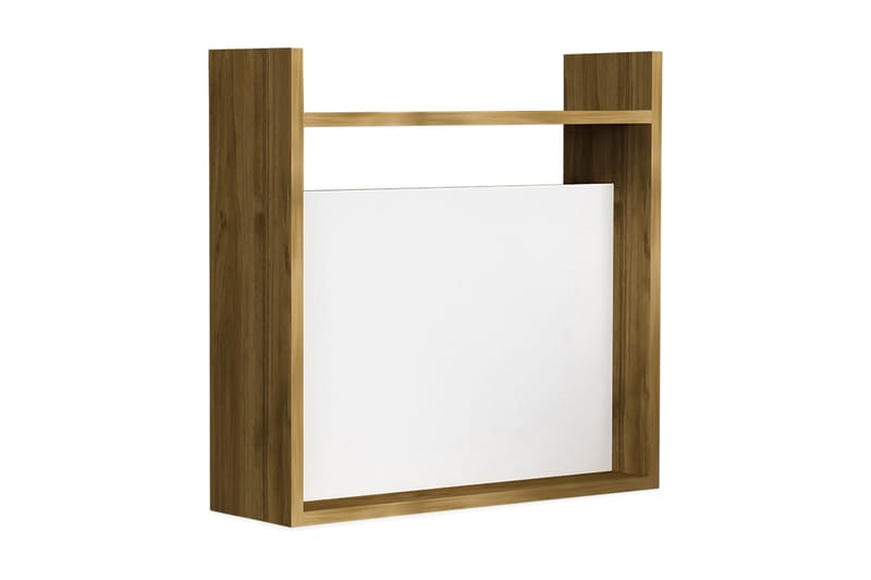 Toppley Vægskrivebord 60 cm med Opbevaring Hylder - Hvid/Valnøddebrun - Møbler - Borde - Kontorbord - Skrivebord