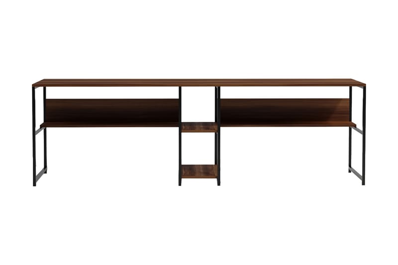 Viranbag Skrivebord 240 cm med Opbevaring 2 Hylder - Mørkebrun/Sort - Møbler - Borde - Kontorbord - Skrivebord