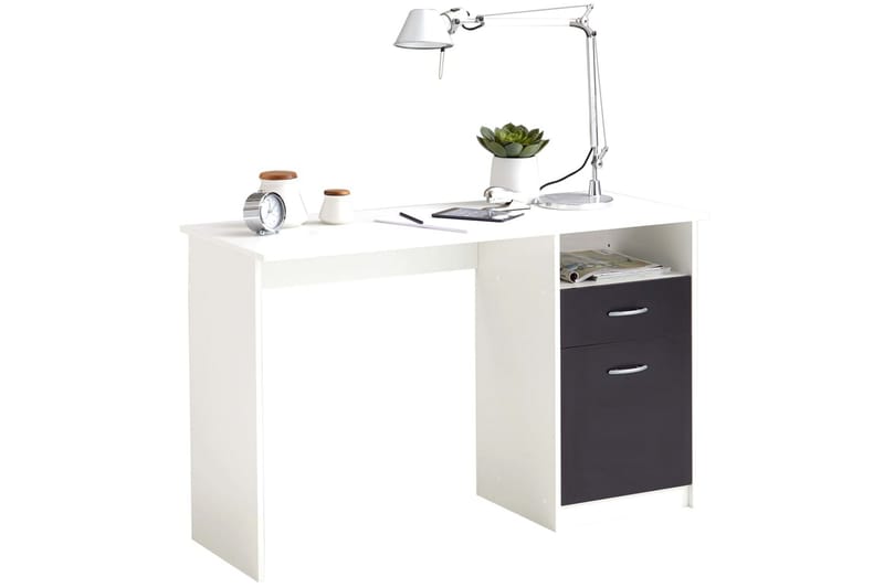 FMD skrivebord med 1 skuffe 123 x 50 x 76,5 cm hvid og sort - Hvid - Møbler - Borde - Skrivebord