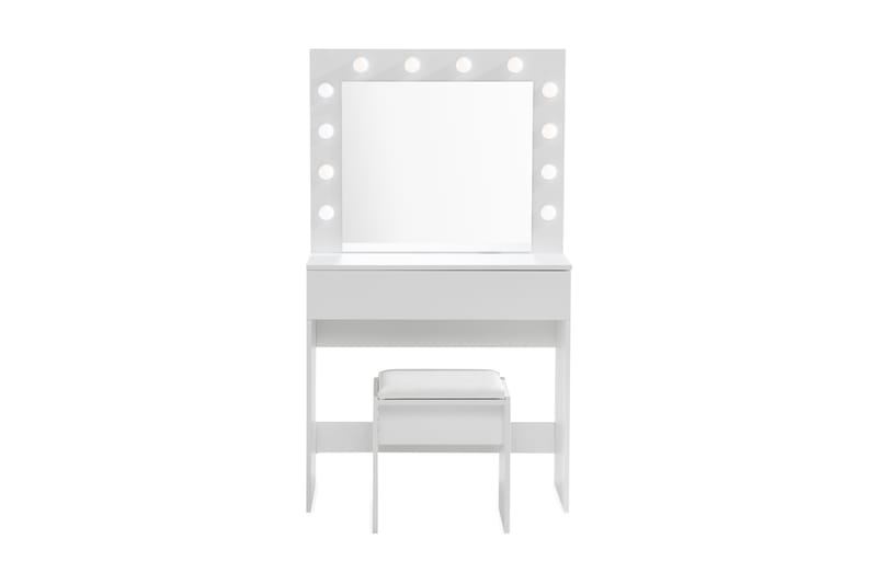 Angarn Sminkebord 80 cm med LED-belysning - Hvid - Møbler - Borde - Sminkebord & konsolbord - Makeup bord med lamper