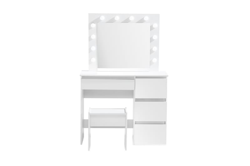 Emtefall Sminkebord 94 cm med LED-belysning - Hvid - Møbler - Borde - Sminkebord & konsolbord - Makeup bord med spejl