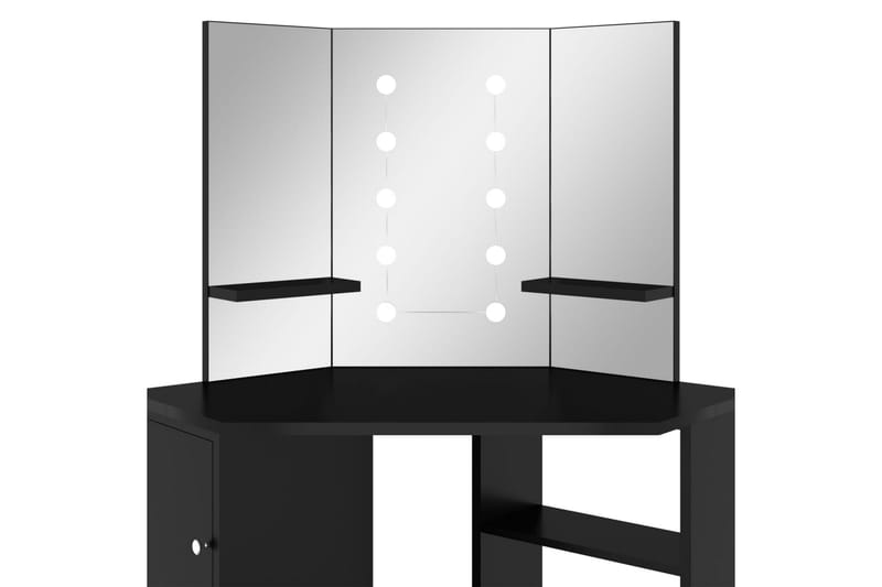 kosmetikbord med LED-lys 111x54x141,5 cm sort - Sort - Møbler - Borde - Sminkebord & konsolbord - Makeup bord med spejl