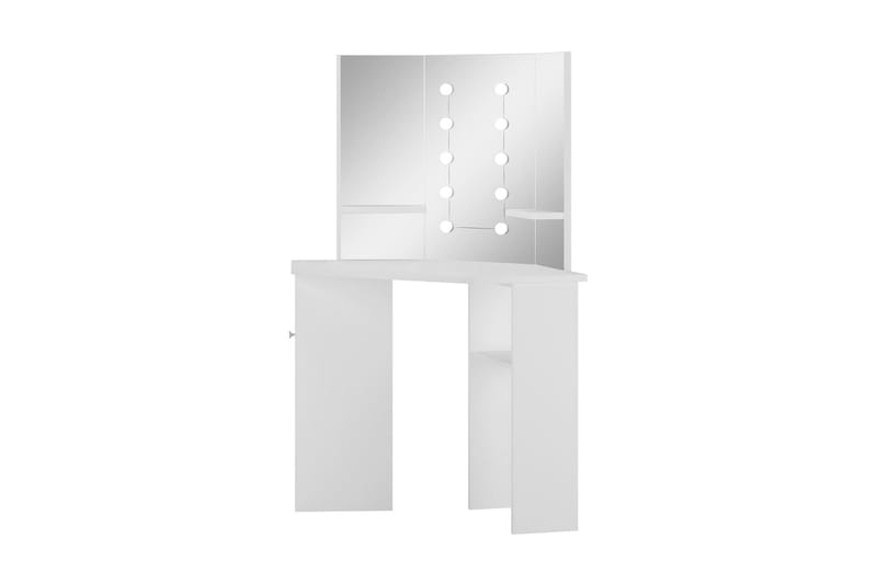 Kosmetikbord Med Led-Lys Hjørnedesign Hvid - Møbler - Borde - Sminkebord & konsolbord - Makeup bord med spejl