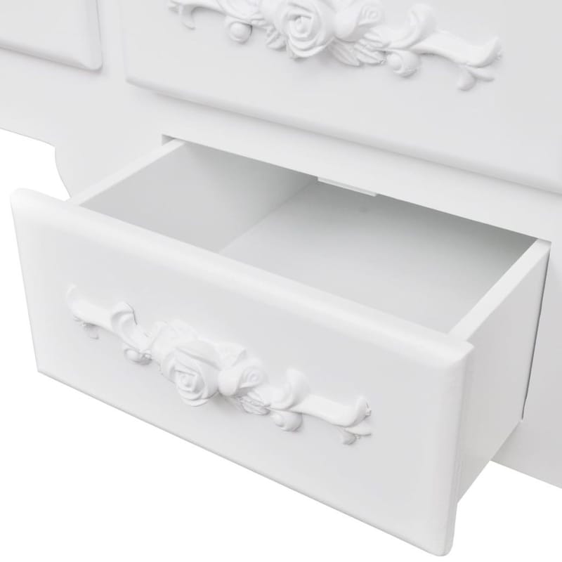 Toiletbord Med Taburet Og 3 Spejle Hvid - Hvid - Møbler - Borde - Sminkebord & konsolbord