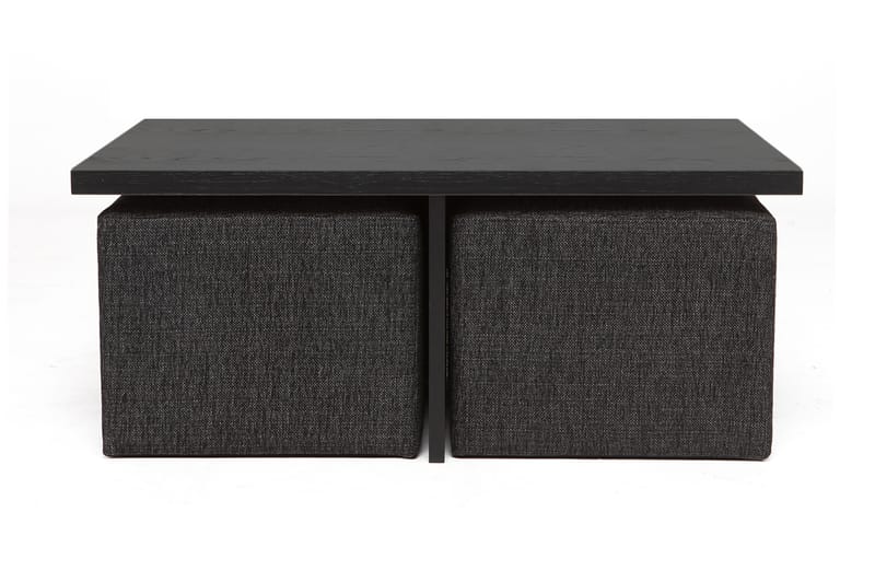 Boxy Sofabord 100 cm med 2 Puffer - Sort/Sort - Møbler - Borde - Sofaborde