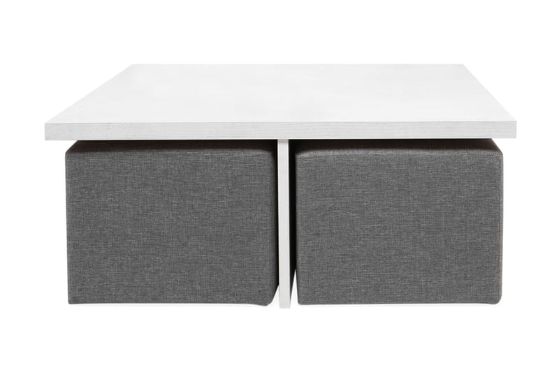 Boxy Sofabord 100 cm med 4 Paller - Hvid/Lysegrå - Møbler - Sofaer - Sofagrupper - Chesterfield sofagruppe