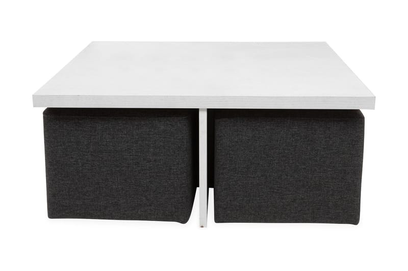Boxy Sofabord 100 cm med 4 Paller - Hvid/Mørkegrå - Møbler - Borde - Kontorbord - Skrivebord