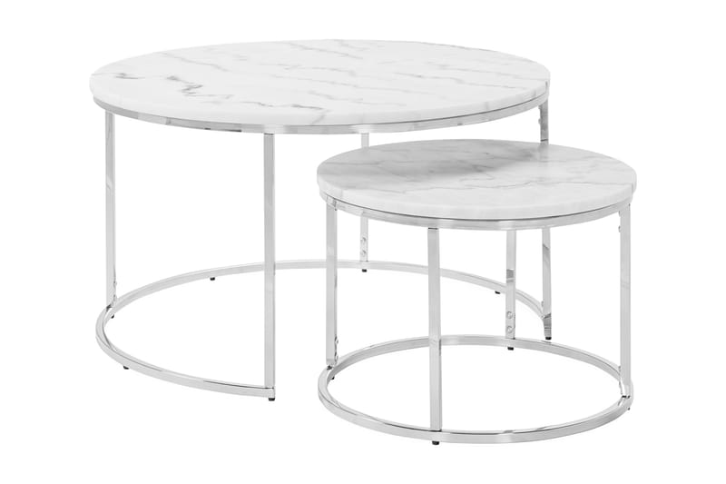Carrie Indskudsbord Rundt Marmor - Hvid/Krom - Møbler - Borde - Side borde & aflastningsbord - Indskudsborde