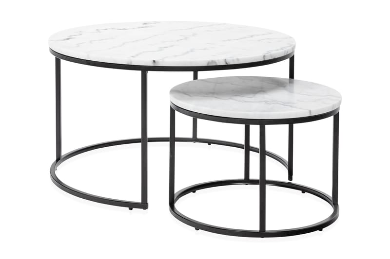 Carrie Indskudsbord Rundt Marmor - Hvid/Sort - Møbler - Borde - Side borde & aflastningsbord - Konsolbord