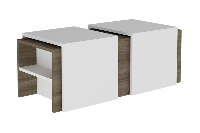 Colsch Indskudsbord 120 cm med Opbevaring Hylder 3 Bord - Valnøddebrun/Hvid - Møbler - Borde - Aflastningsbord & sidebord - Indskudsborde