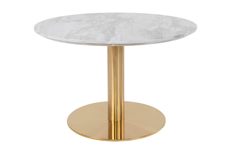 Daddeli Sofabord 70 cm Rundt Marmormønster - Hvid/Messing - Møbler - Borde - Spisebord og køkkenbord
