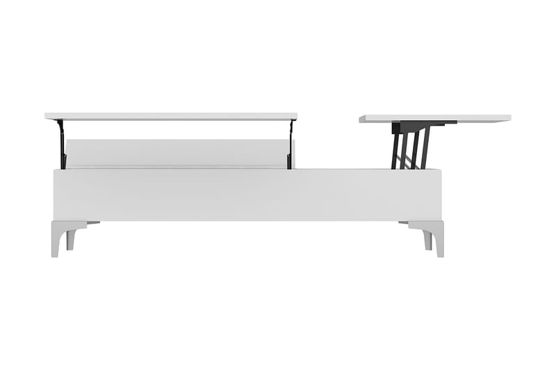 Delinda Sofabord 121 cm Hæve/Sænke med Opbevaring Skuffe Hvi - Homemania - Møbler - Borde - Sofaborde - Hæve sænke sofabord