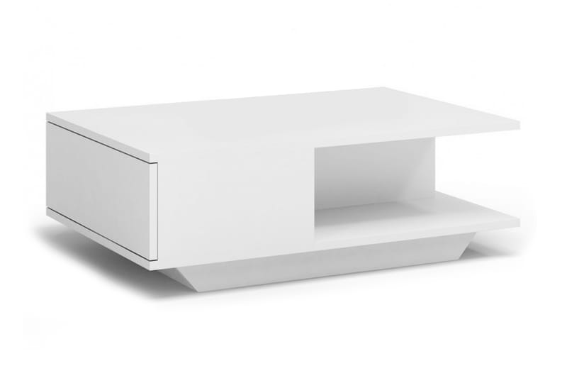 Denverse Sofabord 90 cm med Opbevaring Hylde + Låge - Hvid - Møbler - Borde - Sofabord - Sofabord med opbevaring