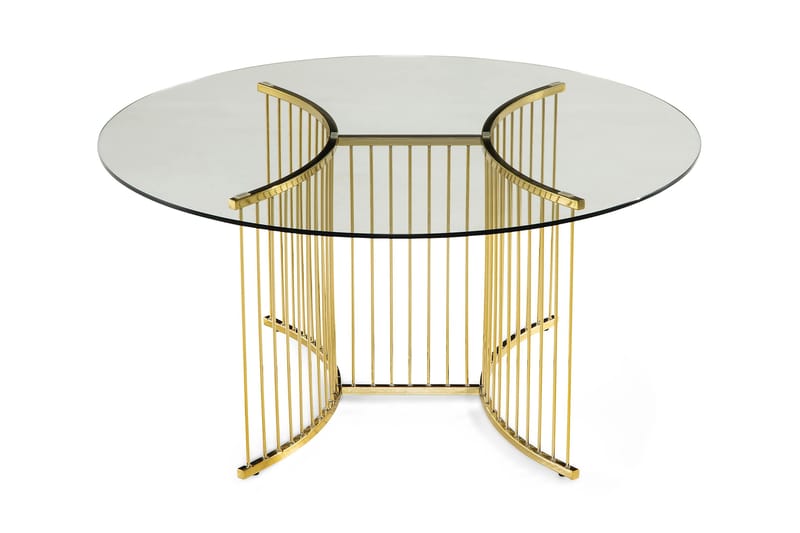Domenica Sofabord 100 cm Rundt - Glas/Hvid/Messing - Møbler - Borde - Spisebordssæt