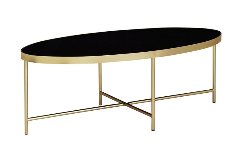 Dredyn Sofabord 110 cm Ovalt - Glas/Sort/Guld - Møbler - Borde - Sofabord