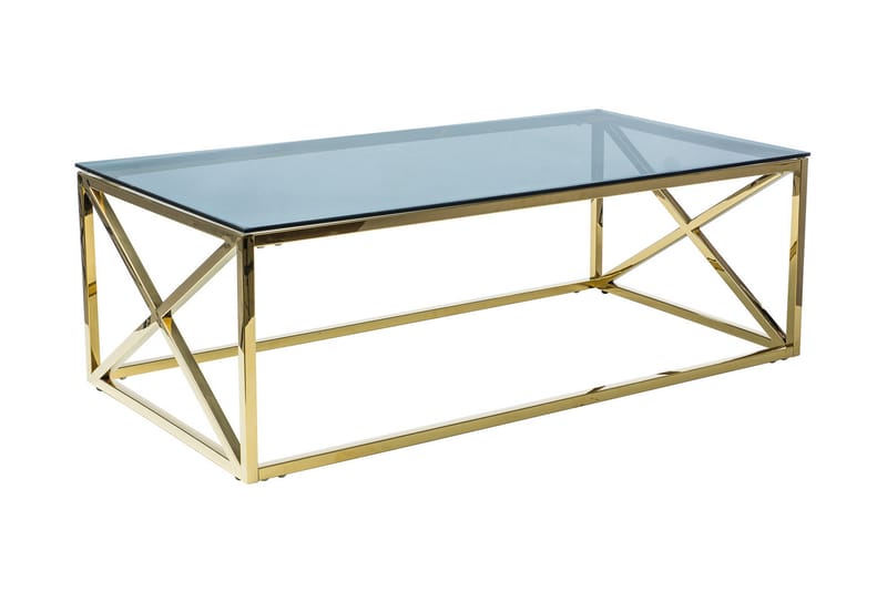 Elisera Sofabord 120 cm - Glas/Sort/Guld - Møbler - Borde - Aflastningsbord & sidebord - Indskudsborde