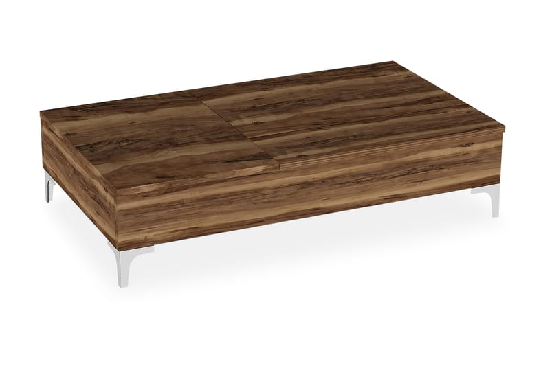 Furny Home Sofabord 121 cm Hæve/Sænke med Opbevaring - Valnøddebrun - Møbler - Borde - Sofaborde