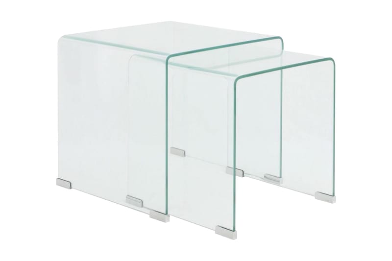 Indskudsbordsæt I 2 Dele I Hærdet Klart Glas - gennemsigtig - Møbler - Borde - Sofabord