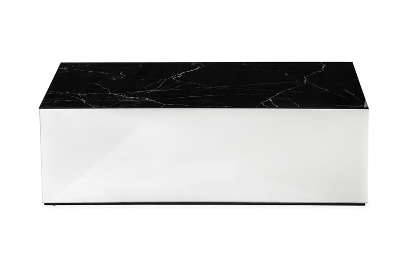 Kerkis Sofabord 110 cm Marmormønster - Spejl/Glas/Sort - Møbler - Borde - Sofabord