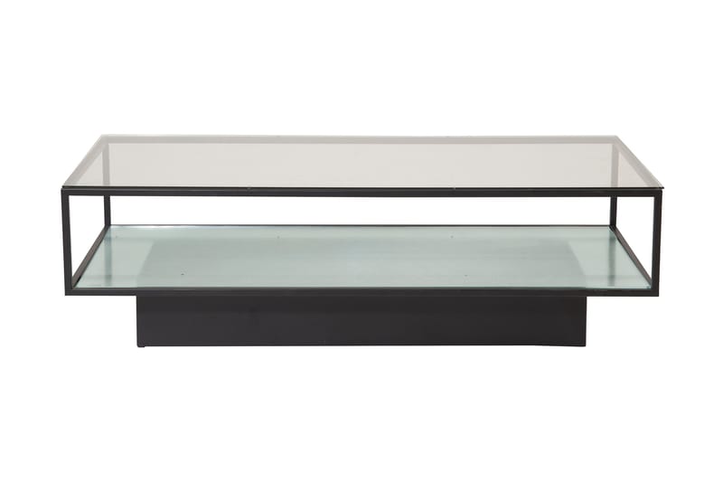Maglehem Sofabord 130 cm med Opbevaring Hylde - Glas/Sort - Møbler - Borde - Sofaborde