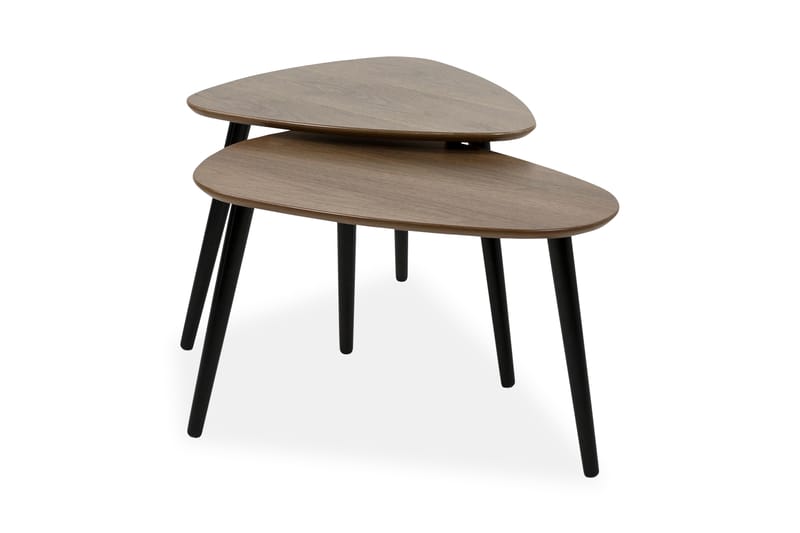 Milo Indskudsbord 68 cm Ovalt 2 Bord - Valnød/Sort - Møbler - Borde - Aflastningsbord - Bakkebord & små borde