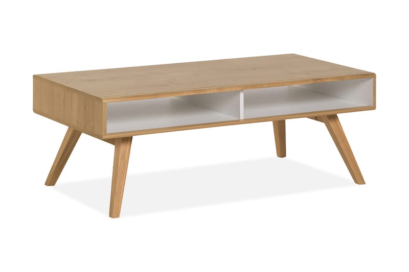 Nature Sofabord 120 cm med Opbevaring Hvid/Eg - VOX - Møbler - Borde - Sofabord