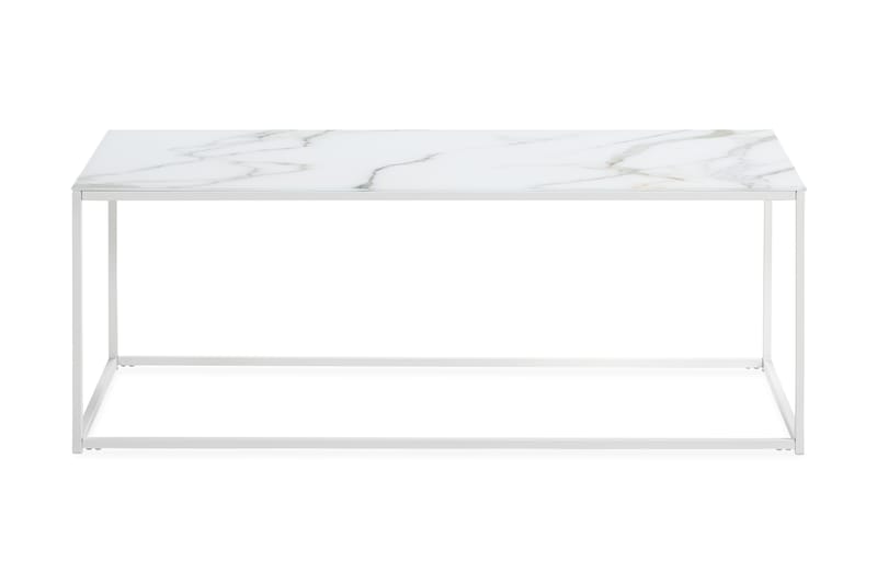 Nelly Sofabord 120 cm Marmormønster - Glas/Hvid - Møbler - Borde - Spisebord og køkkenbord