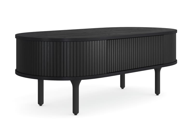 Noira Sofabord 118 cm Ovalt med Opbevaring Skuffe - Sort - Møbler - Borde - Spisebord og køkkenbord