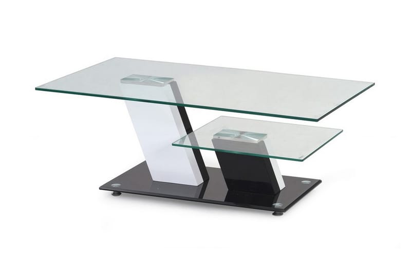 Perreira Sofabord 110x60 cm Glas - Sort/Hvid - Møbler - Borde - Sofaborde
