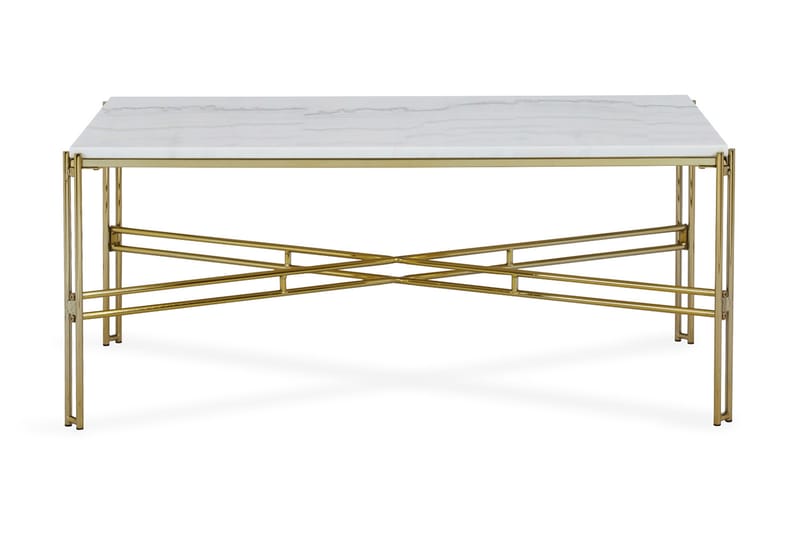 Ponza Sofabord 110 cm Marmor - Hvid/Messing - Møbler - Borde - Spisebordssæt