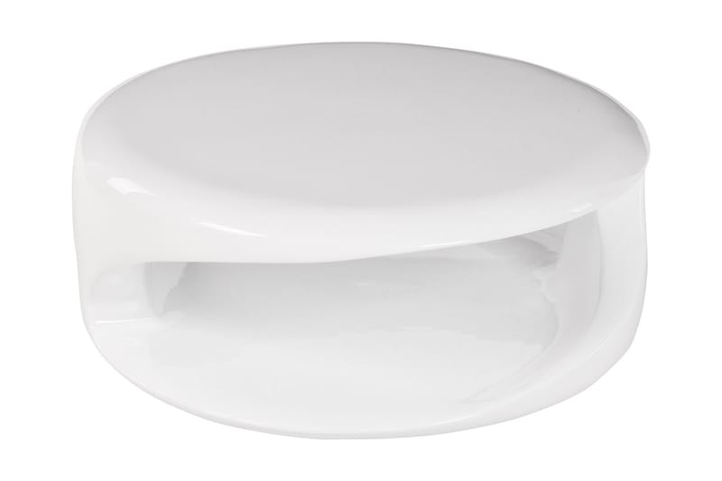 Popadak Sofabord 80 cm Rundt med Opbevaringshylde - Glasfiber/Hvid - Møbler - Borde - Sofabord