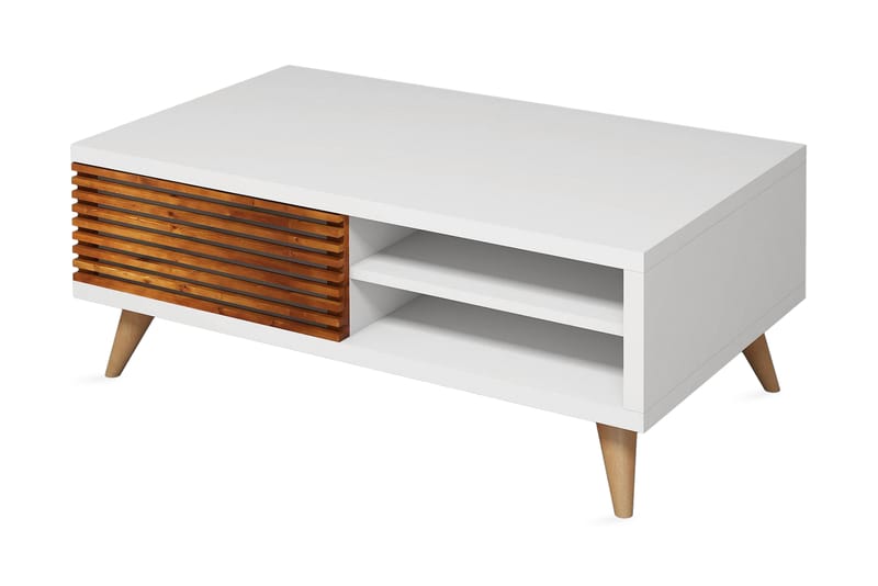 Puqa Design sofabord - Valnød / hvid - Møbler - Opbevaring - Skoopbevaring