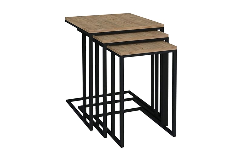 Samhitha Indskudsbord 3stk 41 cm - Valnød|Sort - Møbler - Borde - Aflastningsbord - Indskudsborde