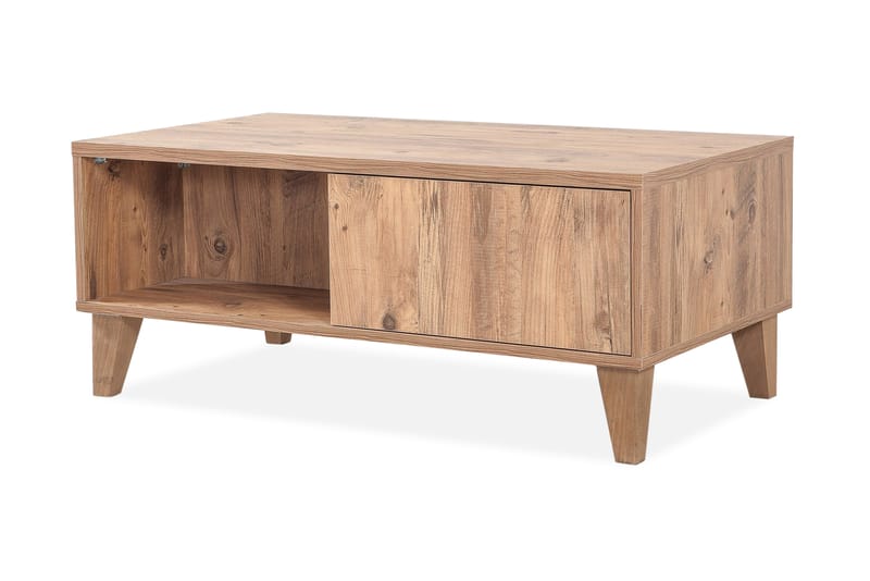 Sapphira Sofabord 110 cm med Opbevaring Hylder + Låger - Træ - Møbler - Borde - Sofabord
