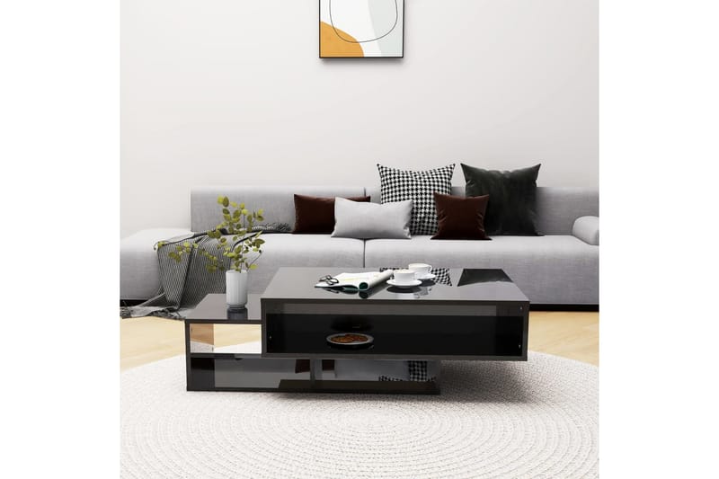 sofabord 105x55x32 cm spånplade sort højglans - Sort - Møbler - Borde - Sofaborde