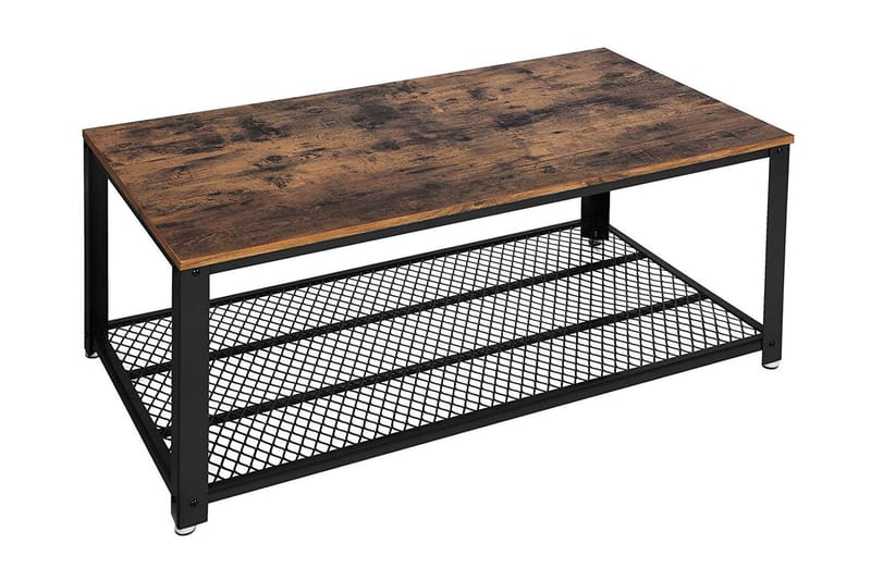 Sofabord 106 cm med Opbevaring Hylde + Skuffe Rustik/Brun - Vaseagle - Møbler - Borde - Spisebord og køkkenbord