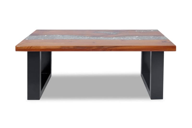 Sofabord I Teaktræ Og Plastik 100 X 50 Cm - Brun - Møbler - Borde - Sofabord