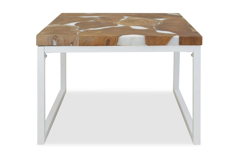 Sofabord I Teaktræ Og Plastik 60 X 60 X 40 Cm - Hvid - Møbler - Borde - Sofabord